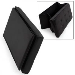 Tectake Poufs Banc Coffre De Rangement Pliable Grand Aspect Cuir 80x40x40cm Noir -Fauteuils, poufs et repose-pieds Soldes banc coffre de rangement pliable grand aspect cuir 80x40x40cm noir 5