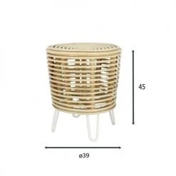 Pirouette Paris Poufs Bout De Canapé En Rotin Et Pieds En Métal Blanc -Fauteuils, poufs et repose-pieds Soldes bout de canape en rotin et pieds en metal blanc 5