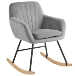 Beliani Fauteuils Chaise à Bascule En Velours Gris