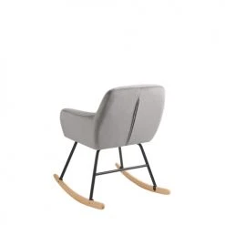 Beliani Fauteuils Chaise à Bascule En Velours Gris -Fauteuils, poufs et repose-pieds Soldes chaise a bascule en velours gris 3