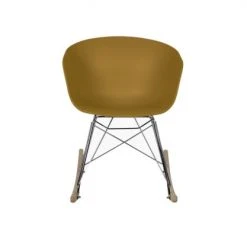 Meubles & Design Fauteuils Chaise à Bascule Scandinave Design Moutarde -Fauteuils, poufs et repose-pieds Soldes chaise a bascule scandinave design moutarde 3