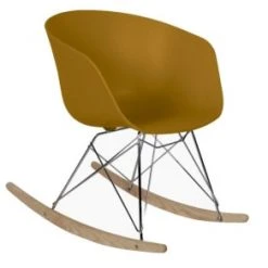 Meubles & Design Fauteuils Chaise à Bascule Scandinave Design Moutarde -Fauteuils, poufs et repose-pieds Soldes chaise a bascule scandinave design moutarde 5