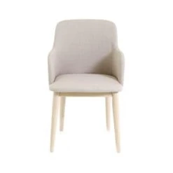 Zago Fauteuils Chaise Accoudoirs Tissu Beige Et Pieds Plaqué Chêne -Fauteuils, poufs et repose-pieds Soldes chaise accoudoirs tissu beige et pieds plaque chene 5