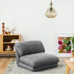 Drawer Fauteuils Chauffeuse Convertible 1 Place En Tissu Gris Nuage -Fauteuils, poufs et repose-pieds Soldes chauffeuse convertible 1 place en tissu gris nuage 2