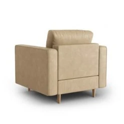 Micadoni Home Fauteuils Fauteuil 1 Place En Imitation Cuir Le Sable -Fauteuils, poufs et repose-pieds Soldes fauteuil 1 place en imitation cuir le sable 2