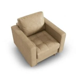 Micadoni Home Fauteuils Fauteuil 1 Place En Imitation Cuir Le Sable -Fauteuils, poufs et repose-pieds Soldes fauteuil 1 place en imitation cuir le sable 4