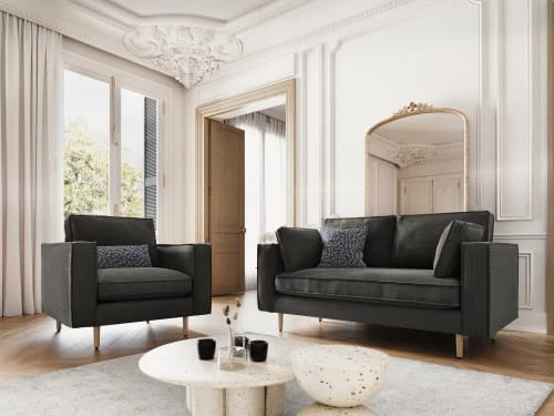 CXL By Christian Lacroix Fauteuils Fauteuil 1 Place En Tissu Structuré Gris Foncé 2 CXL By Christian Lacroix Fauteuils Fauteuil 1 Place En Tissu Structuré Gris Foncé – Image 2