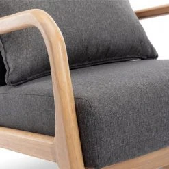 Alice's Garden Fauteuils Fauteuil à Bascule Design Bois Et Tissu Gris Foncé -Fauteuils, poufs et repose-pieds Soldes fauteuil a bascule design bois et tissu gris fonce 3