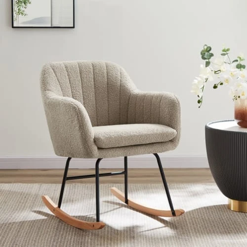 Baita Fauteuils Fauteuil à Bascule En Tissu 1 Place Beige 2 Baita Fauteuils Fauteuil à Bascule En Tissu 1 Place Beige – Image 2