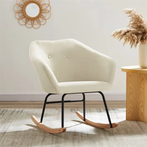 Baita Fauteuils Fauteuil à Bascule En Tissu 1 Place Crème 2 Baita Fauteuils Fauteuil à Bascule En Tissu 1 Place Crème – Image 2