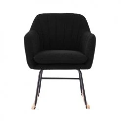 Baita Fauteuils Fauteuil à Bascule En Tissu 1 Place Noir -Fauteuils, poufs et repose-pieds Soldes fauteuil a bascule en tissu 1 place noir 2