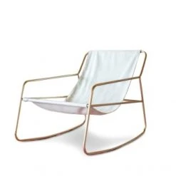 PIB Fauteuils Fauteuil à Bascule En Tissu Blanc