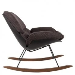 BOITE A DESIGN Fauteuils Fauteuil à Bascule En Tissu Gris Foncé -Fauteuils, poufs et repose-pieds Soldes fauteuil a bascule en tissu gris fonce 3