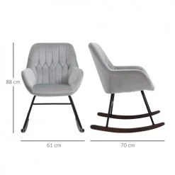 Homcom Fauteuils Fauteuil à Bascule Grand Confort Velours Gris Clair 8 Homcom Fauteuils Fauteuil à Bascule Grand Confort Velours Gris Clair -Fauteuils, poufs et repose-pieds Soldes fauteuil a bascule grand confort velours gris clair 2