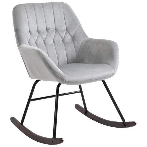 Homcom Fauteuils Fauteuil à Bascule Grand Confort Velours Gris Clair 1 Homcom Fauteuils Fauteuil à Bascule Grand Confort Velours Gris Clair