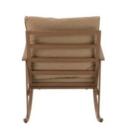 Jolipa Fauteuils Fauteuil à Bascule Métal Bois Foncé/beige -Fauteuils, poufs et repose-pieds Soldes fauteuil a bascule metal bois fonce beige 3