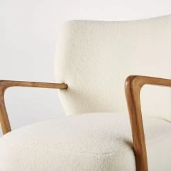 Maisons Du Monde Fauteuils Fauteuil à Bouclettes Blanches Et Bouleau Massif -Fauteuils, poufs et repose-pieds Soldes fauteuil a bouclettes blanches et bouleau massif 1000 0 9 210052 4