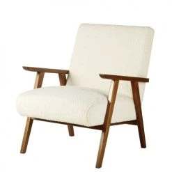 Maisons Du Monde Fauteuils Fauteuil Ă Bouclettes Blanches Et FrĂȘne Massif
