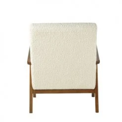 Maisons Du Monde Fauteuils Fauteuil à Bouclettes Blanches Et Frêne Massif -Fauteuils, poufs et repose-pieds Soldes fauteuil a bouclettes blanches et frene massif 1000 12 28 210030 3