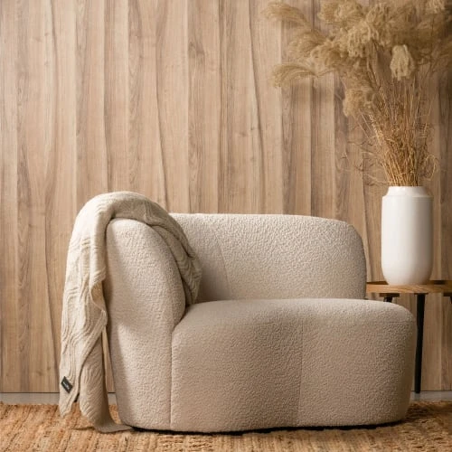 Woood Fauteuils Fauteuil Angle Gauche En Tissu Bouclette Ecru 2 Woood Fauteuils Fauteuil Angle Gauche En Tissu Bouclette Ecru – Image 2