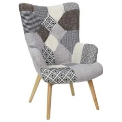 The Home Deco Factory Fauteuils Fauteuil Design Coloré Patchwork -Fauteuils, poufs et repose-pieds Soldes fauteuil assise en tissu patchwork