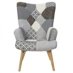 The Home Deco Factory Fauteuils Fauteuil Assise En Tissu Patchwork -Fauteuils, poufs et repose-pieds Soldes fauteuil assise en tissu patchwork 5