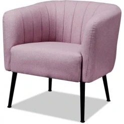 ATHM DESIGN Fauteuils Fauteuil Assise Polyester Rose Pieds Métal