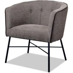 ATHM DESIGN Fauteuils Fauteuil Assise Tissu Marron Pieds Métal