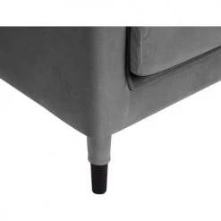 ATHM DESIGN Fauteuils Fauteuil Assise Velours Gris Pieds Bois -Fauteuils, poufs et repose-pieds Soldes fauteuil assise velours gris pieds bois 2