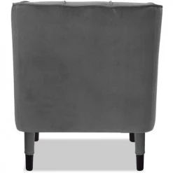 ATHM DESIGN Fauteuils Fauteuil Assise Velours Gris Pieds Bois -Fauteuils, poufs et repose-pieds Soldes fauteuil assise velours gris pieds bois 3