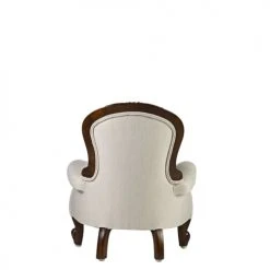 MOYCOR Fauteuils Fauteuil Baby En Bois D'acajou Marron Et Polyester Blanc -Fauteuils, poufs et repose-pieds Soldes fauteuil baby en bois d acajou marron et polyester blanc 2
