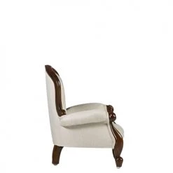 MOYCOR Fauteuils Fauteuil Baby En Bois D'acajou Marron Et Polyester Blanc -Fauteuils, poufs et repose-pieds Soldes fauteuil baby en bois d acajou marron et polyester blanc 3