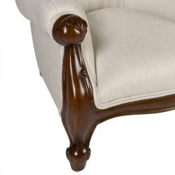 MOYCOR Fauteuils Fauteuil Baby En Bois D'acajou Marron Et Polyester Blanc -Fauteuils, poufs et repose-pieds Soldes fauteuil baby en bois d acajou marron et polyester blanc 4