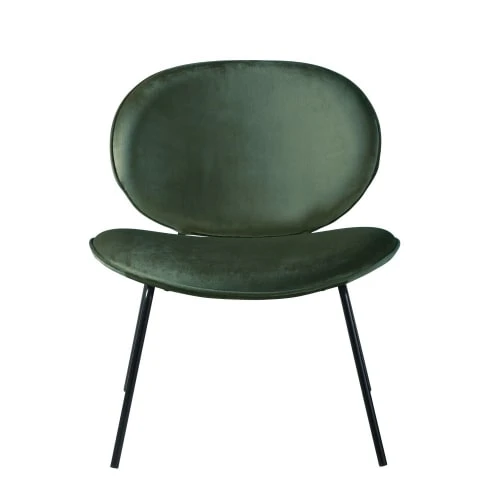 Maisons Du Monde Fauteuils Fauteuil Bas En Velours Vert 2 Maisons Du Monde Fauteuils Fauteuil Bas En Velours Vert – Image 2