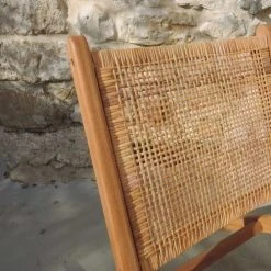 Casatera Fauteuils Fauteuil Bas Lounge Teck Et Rotin Bois Clair -Fauteuils, poufs et repose-pieds Soldes fauteuil bas lounge teck et rotin bois clair 2