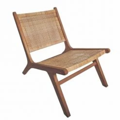 Casatera Fauteuils Fauteuil Bas Lounge Teck Et Rotin Bois Clair