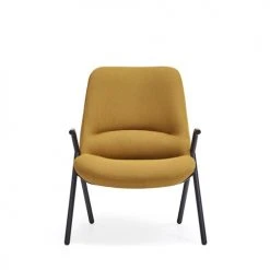 TEULAT Fauteuils Fauteuil Bas Rembourré En Moutarde Et Pied En Métal -Fauteuils, poufs et repose-pieds Soldes fauteuil bas rembourre en moutarde et pied en metal 3