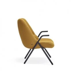 TEULAT Fauteuils Fauteuil Bas Rembourré En Moutarde Et Pied En Métal -Fauteuils, poufs et repose-pieds Soldes fauteuil bas rembourre en moutarde et pied en metal 4