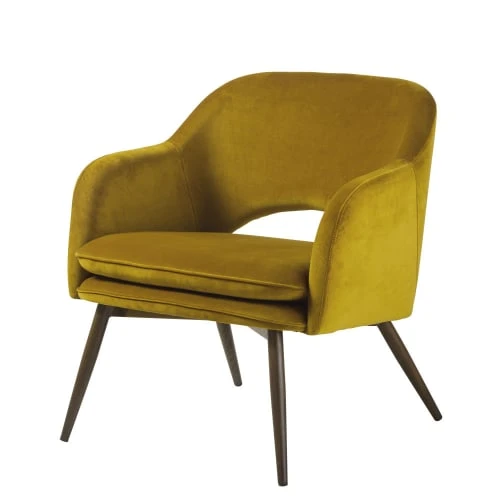 Maisons Du Monde Fauteuils Fauteuil Bas Vintage En Velours Jaune Moutarde 1 Maisons Du Monde Fauteuils Fauteuil Bas Vintage En Velours Jaune Moutarde