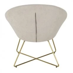 Maisons Du Monde Fauteuils Fauteuil Beige Et Pieds En Métal Doré -Fauteuils, poufs et repose-pieds Soldes fauteuil beige et pieds en metal dore 1000 10 10 216080 4