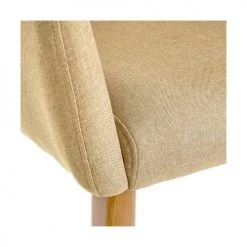 Wadiga Fauteuils Fauteuil Beige Et Pieds Métal Couleur Bois - 60x58x77cm -Fauteuils, poufs et repose-pieds Soldes fauteuil beige et pieds metal couleur bois 60x58x77cm 2