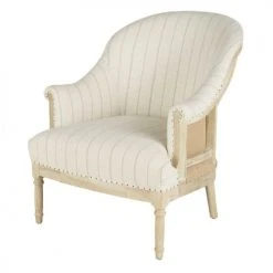 Maisons Du Monde Fauteuils Fauteuil BergĂšre En Lin Beige Motifs Ă Rayures
