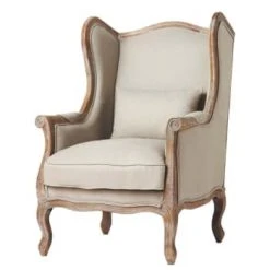 Maisons Du Monde Fauteuils Fauteuil Bergère En Lin Taupe Grisé -Fauteuils, poufs et repose-pieds Soldes fauteuil bergere en lin manoir 1000 9 21 116051 1