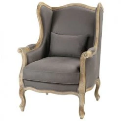 Maisons Du Monde Fauteuils Fauteuil Bergère En Lin Taupe Grisé
