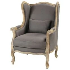 Maisons Du Monde Fauteuils Fauteuil Bergère En Lin Taupe Grisé -Fauteuils, poufs et repose-pieds Soldes fauteuil bergere en lin taupe grise manoir 1000 0 7 123335 1