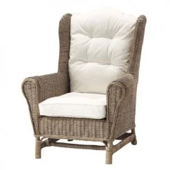 Maisons Du Monde Fauteuils Fauteuil Bergère En Rotin Et Coussins Ivoire