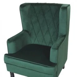 Beliani Fauteuils Fauteuil Bergère En Velours Vert Avec Repose-pieds Assorti -Fauteuils, poufs et repose-pieds Soldes fauteuil bergere en velours vert avec repose pieds assorti 5