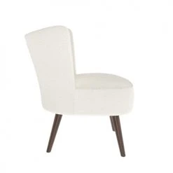 Rendez Vous Déco Fauteuils Fauteuil Blanc Effet Laine Bouclette Et Pieds En Bois D'hévéa -Fauteuils, poufs et repose-pieds Soldes fauteuil blanc effet laine bouclette et pieds en bois d hevea 5