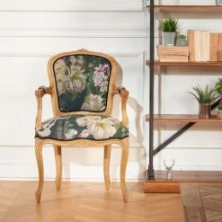 Robin Des Bois Fauteuils Fauteuil Cabriolet Lin Imprimé Fleuri -Fauteuils, poufs et repose-pieds Soldes fauteuil cabriolet lin imprime fleuri 4