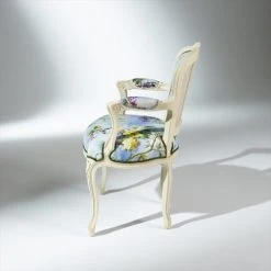 Robin Des Bois Fauteuils Fauteuil Cabriolet Patine Ivoire Et Tissu Lin Fleuri -Fauteuils, poufs et repose-pieds Soldes fauteuil cabriolet patine ivoire et tissu lin fleuri 3